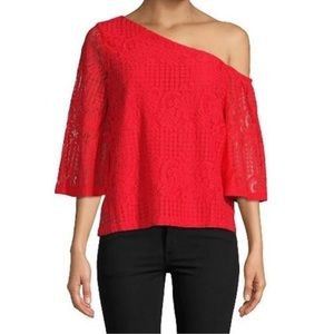 Laundry by Shelli Segal, Asymmetrical Lace top in red size XL